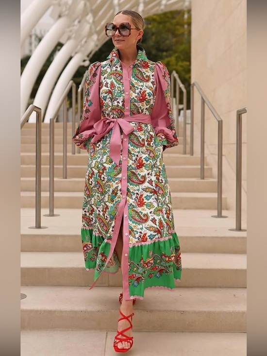 Boden Dresses & Skirts - Boden Cotton Maxi Paisley Print Shirtdress Size 14R
